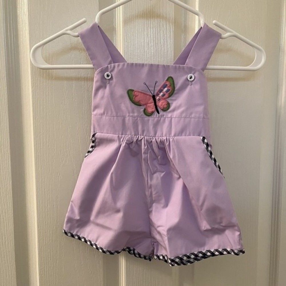 The Beaufort Bonnet Company TBBC Ruthie Romper Butterfly Appliqué 18-24 Mos NWT